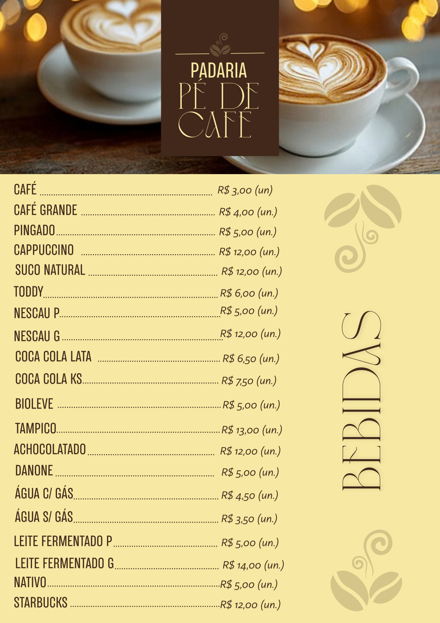 Cardápio de Bebidas